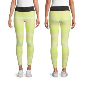 Koral Striped Ankle-Length Leggings Size L Lime Yellow